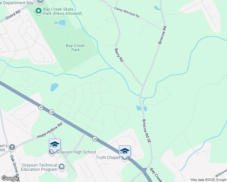 map of restaurants, bars, coffee shops, grocery stores, and more near 3241 Briscoe Road in Loganville