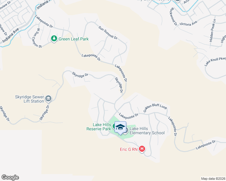 map of restaurants, bars, coffee shops, grocery stores, and more near 18800 Lakepointe Drive in Riverside