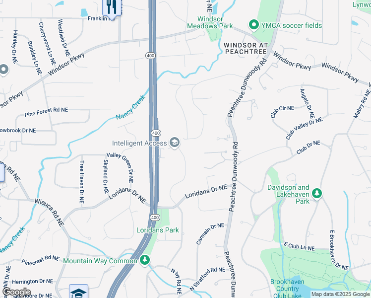 map of restaurants, bars, coffee shops, grocery stores, and more near 4495 Glengary Drive Northeast in Atlanta