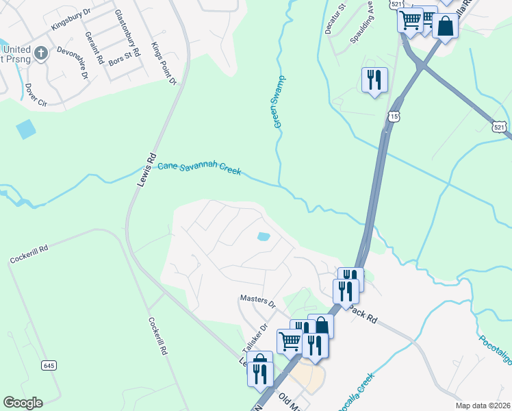 map of restaurants, bars, coffee shops, grocery stores, and more near 1706 Nicholas Drive in Sumter