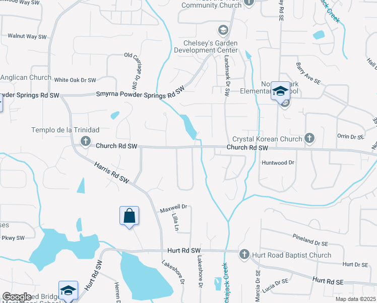 map of restaurants, bars, coffee shops, grocery stores, and more near 3295 Clearview Drive Southwest in Marietta