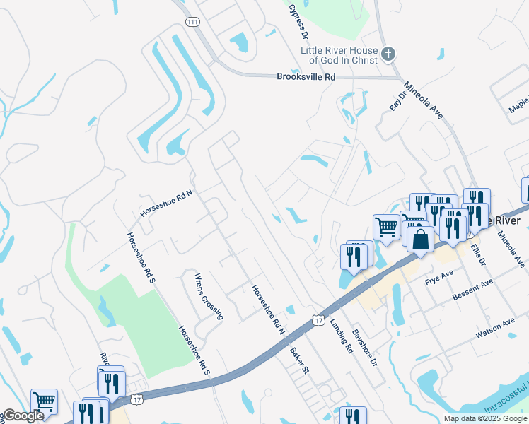 map of restaurants, bars, coffee shops, grocery stores, and more near 4801 Lightkeepers Way in Little River
