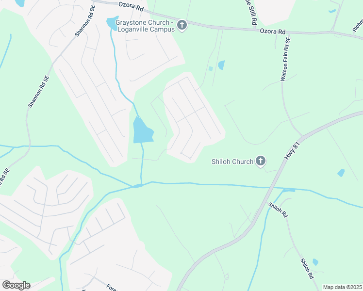 map of restaurants, bars, coffee shops, grocery stores, and more near 3823 Dragon Fly Lane Southeast in Loganville