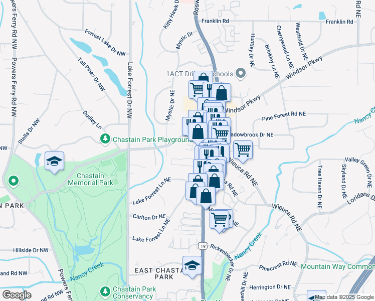 map of restaurants, bars, coffee shops, grocery stores, and more near 194 Chestnut Street Southwest in Atlanta