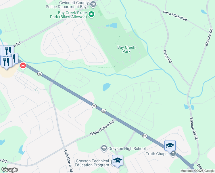 map of restaurants, bars, coffee shops, grocery stores, and more near 3016 Loganville Highway Southwest in Loganville