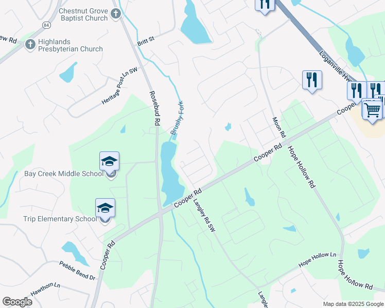 map of restaurants, bars, coffee shops, grocery stores, and more near 654 Crystal Cove Court in Loganville