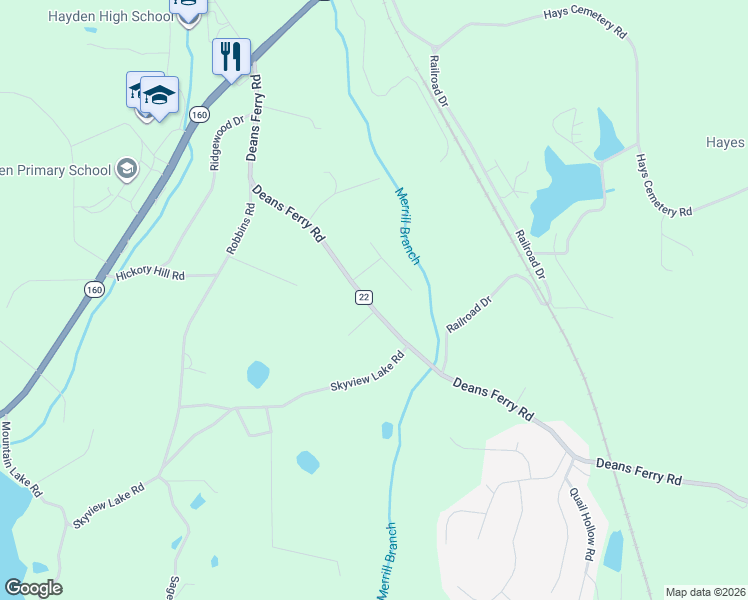 map of restaurants, bars, coffee shops, grocery stores, and more near 140 Westbrook Drive in Hayden