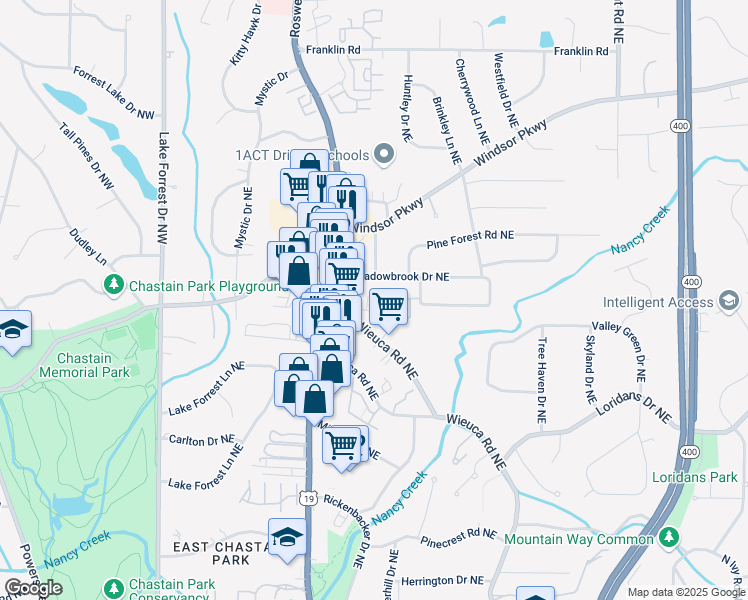 map of restaurants, bars, coffee shops, grocery stores, and more near 4462 Dandelion Lane in Atlanta