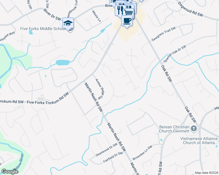 map of restaurants, bars, coffee shops, grocery stores, and more near 1137 Golden Circle Southwest in Lilburn