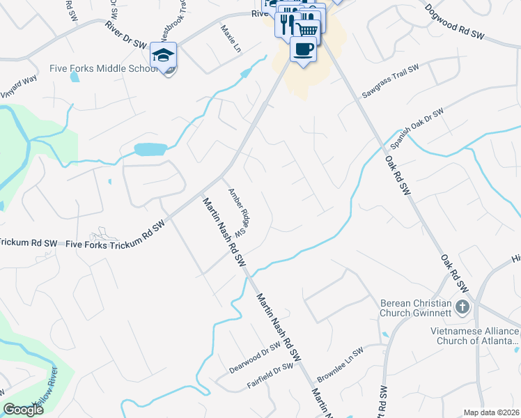 map of restaurants, bars, coffee shops, grocery stores, and more near 1137 Golden Circle Southwest in Lilburn