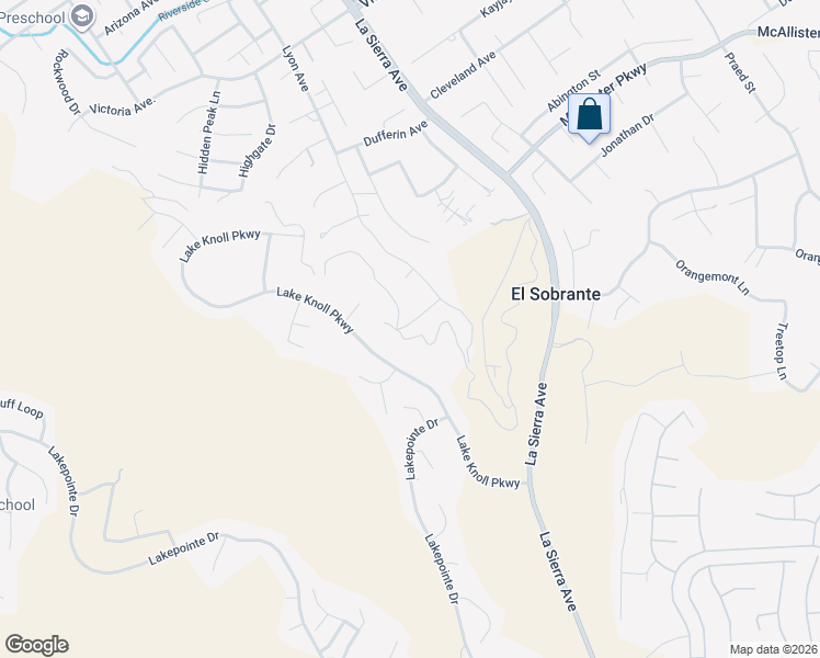 map of restaurants, bars, coffee shops, grocery stores, and more near 11334 Breithorn Court in Riverside