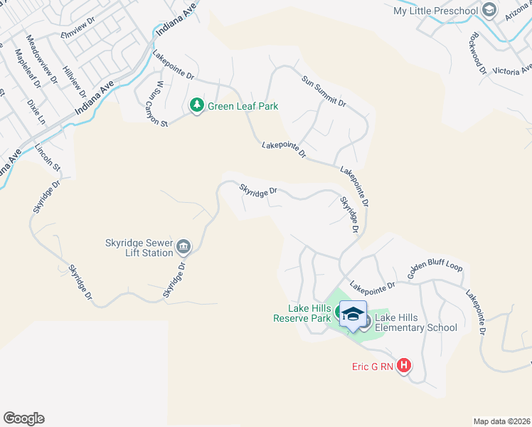map of restaurants, bars, coffee shops, grocery stores, and more near 16049 Blue Mountain Ct in Riverside