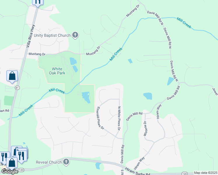 map of restaurants, bars, coffee shops, grocery stores, and more near 1 White Pines Drive in Dallas