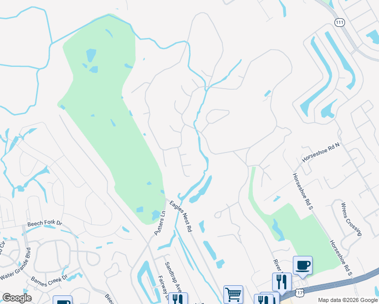 map of restaurants, bars, coffee shops, grocery stores, and more near 3110 Ashley Court in Little River