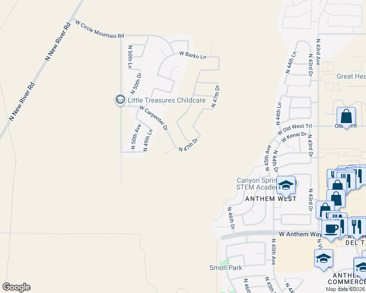 map of restaurants, bars, coffee shops, grocery stores, and more near 4906 W Carpenter Dr in Phoenix
