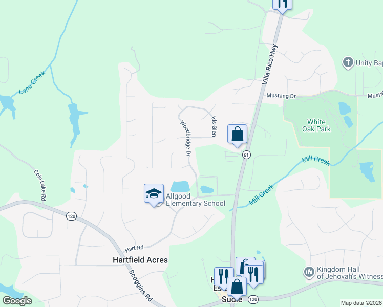map of restaurants, bars, coffee shops, grocery stores, and more near 230 Woodbridge Drive in Dallas