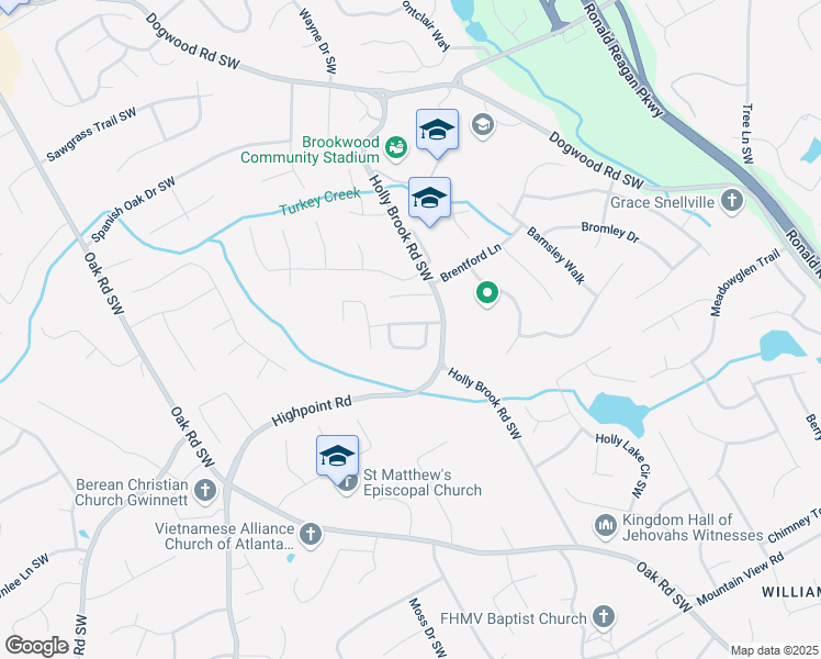 map of restaurants, bars, coffee shops, grocery stores, and more near 2742 Apple Orchard Trail Southwest in Snellville