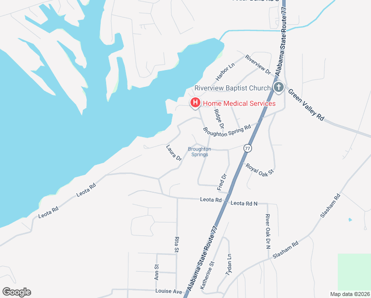 map of restaurants, bars, coffee shops, grocery stores, and more near 5255 Spring Drive in Gadsden