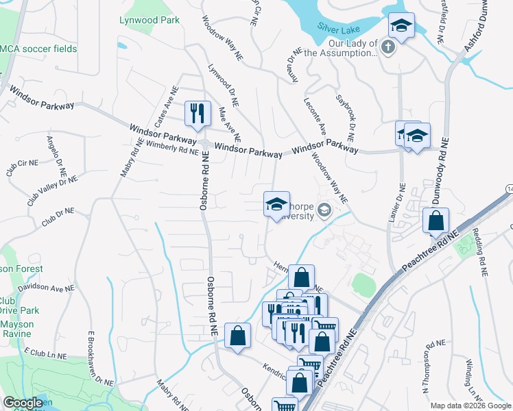 map of restaurants, bars, coffee shops, grocery stores, and more near 1241 Brooke Greene Northeast in Atlanta
