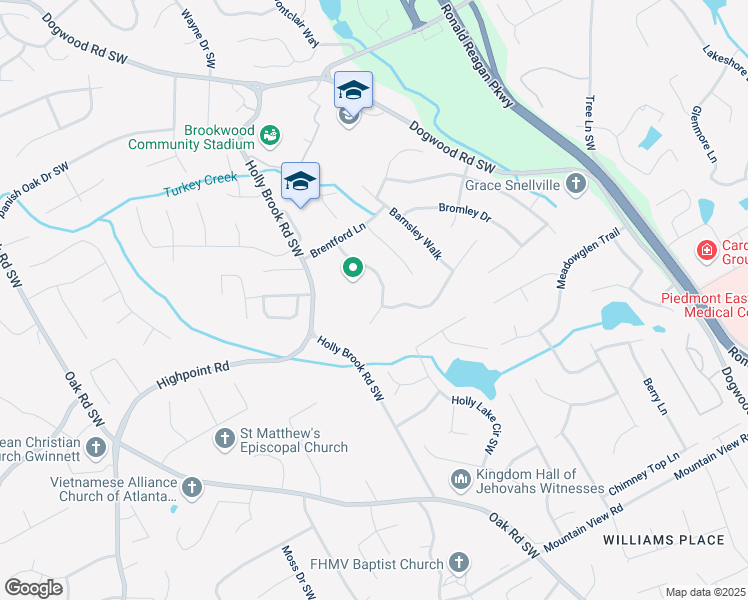 map of restaurants, bars, coffee shops, grocery stores, and more near 1449 Brentford Cove in Snellville