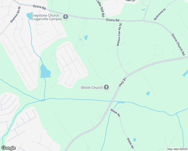 map of restaurants, bars, coffee shops, grocery stores, and more near 2353 Watson Fain Trail in Loganville