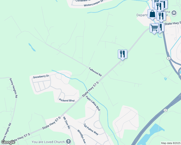 map of restaurants, bars, coffee shops, grocery stores, and more near 2392 Toanki Lane in Longs
