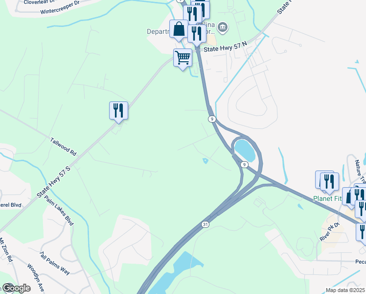 map of restaurants, bars, coffee shops, grocery stores, and more near 239 Calvary Road in Little River