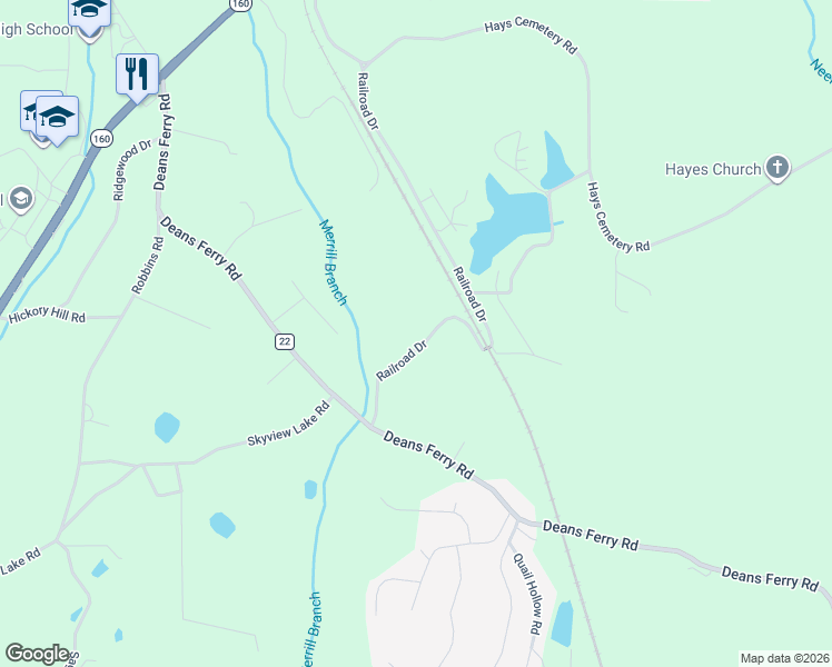 map of restaurants, bars, coffee shops, grocery stores, and more near 1298 Railroad Drive in Hayden