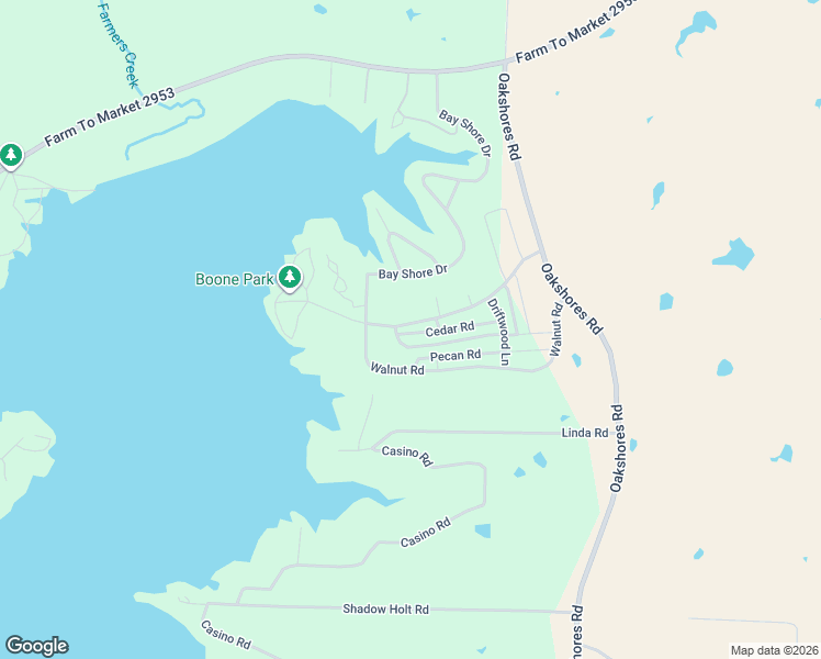 map of restaurants, bars, coffee shops, grocery stores, and more near 530 Oak Shores Drive in Nocona