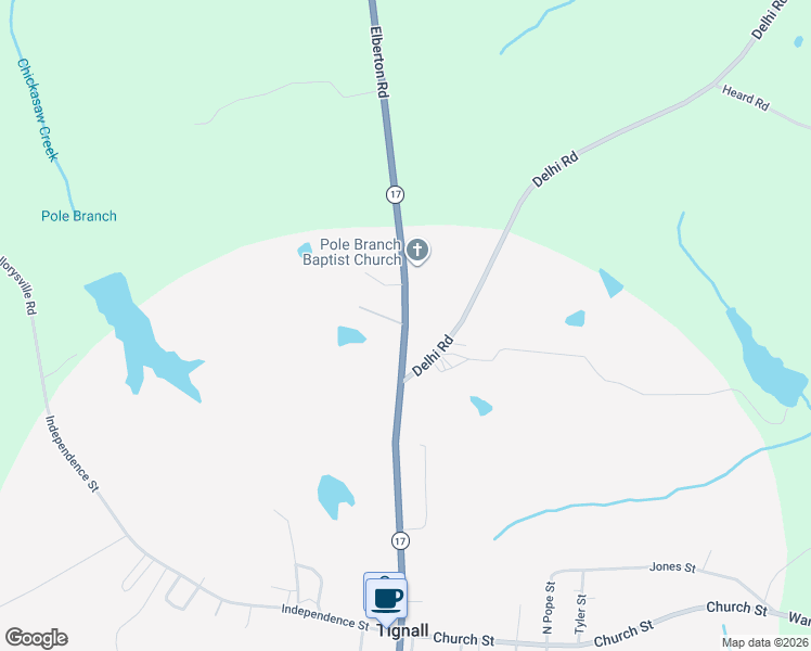 map of restaurants, bars, coffee shops, grocery stores, and more near 535 North Hulin Avenue in Tignall