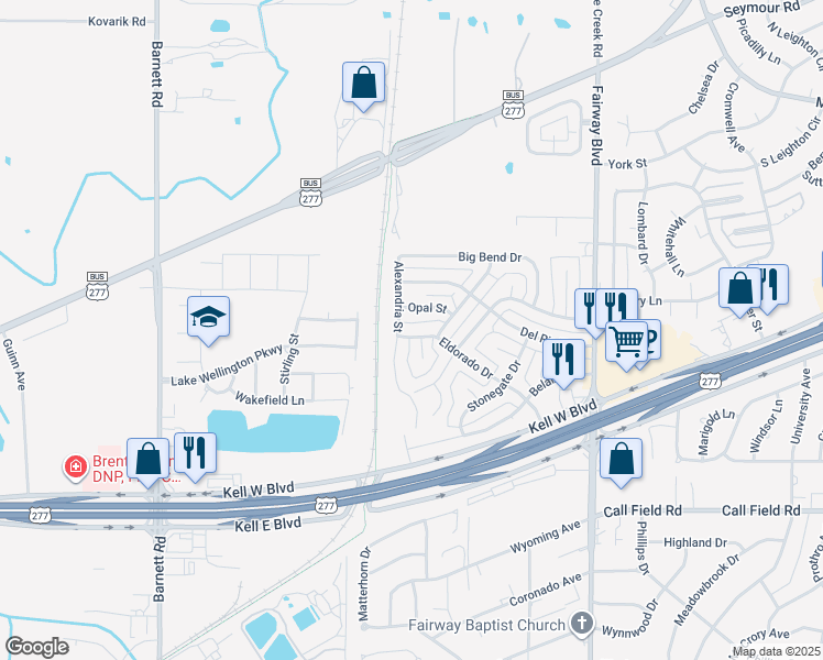 map of restaurants, bars, coffee shops, grocery stores, and more near 4906 Eldorado Dr in Wichita Falls