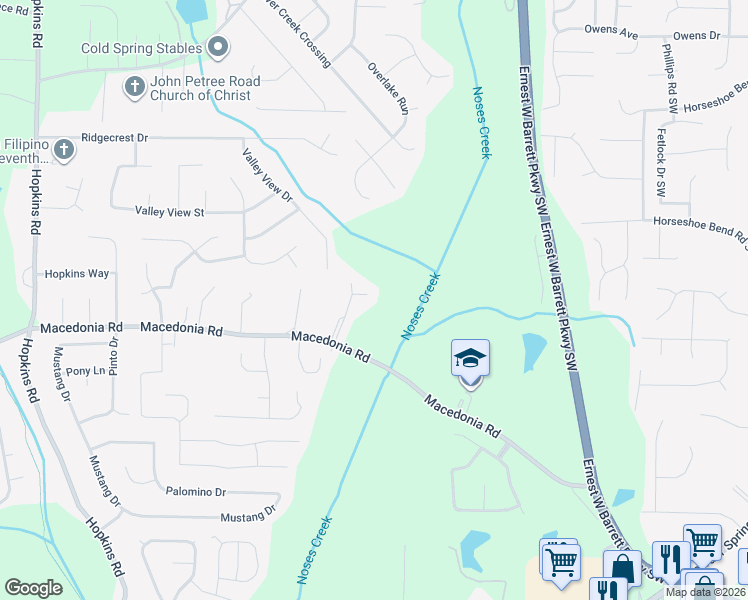 map of restaurants, bars, coffee shops, grocery stores, and more near 3115 Avondale Parkway in Powder Springs