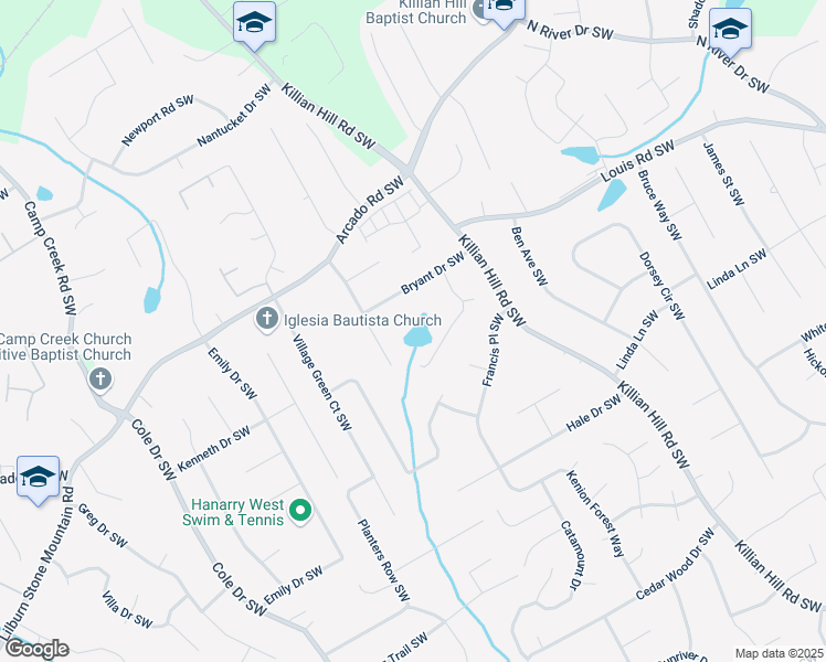 map of restaurants, bars, coffee shops, grocery stores, and more near 463 Puckett Terrace Southwest in Lilburn