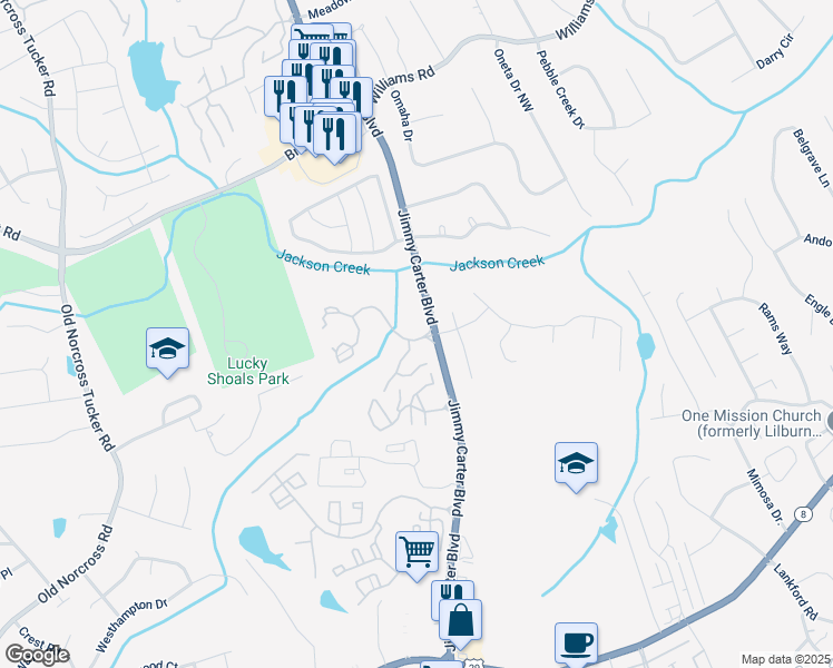map of restaurants, bars, coffee shops, grocery stores, and more near in Gwinnett County