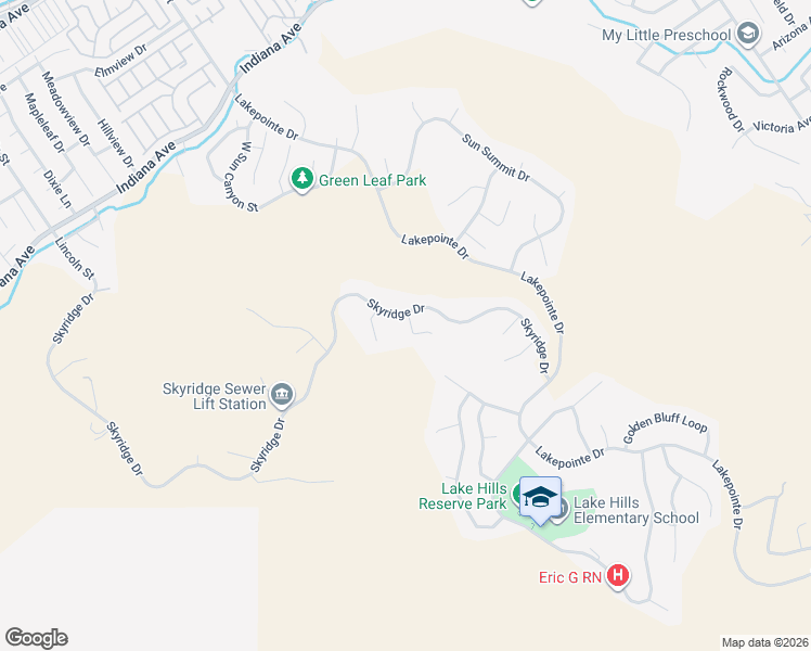 map of restaurants, bars, coffee shops, grocery stores, and more near 16049 Blue Mountain Court in Riverside
