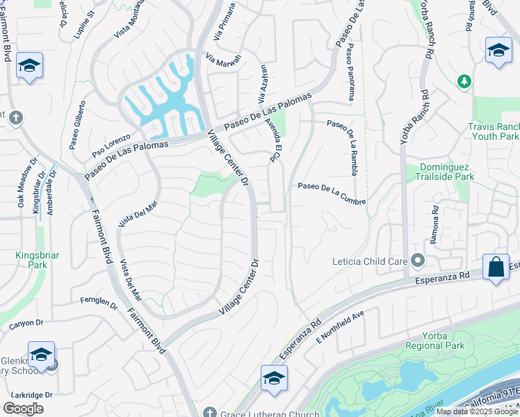 map of restaurants, bars, coffee shops, grocery stores, and more near 20640 Via Augusto in Yorba Linda
