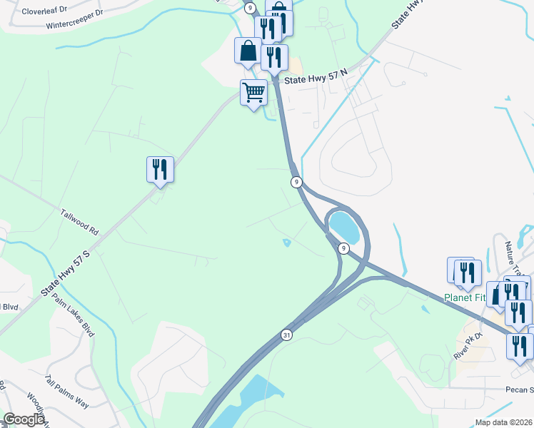 map of restaurants, bars, coffee shops, grocery stores, and more near 239 Calvary Road in Little River