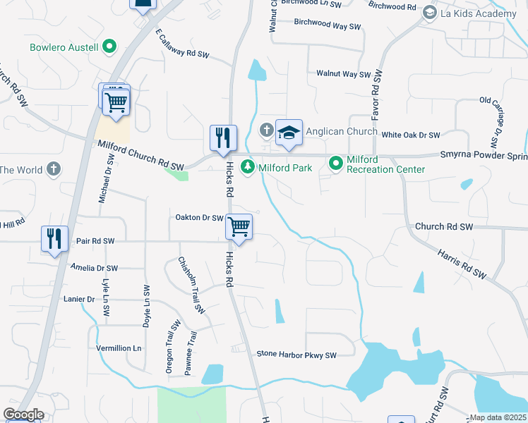 map of restaurants, bars, coffee shops, grocery stores, and more near 880 Winfield Court in Marietta