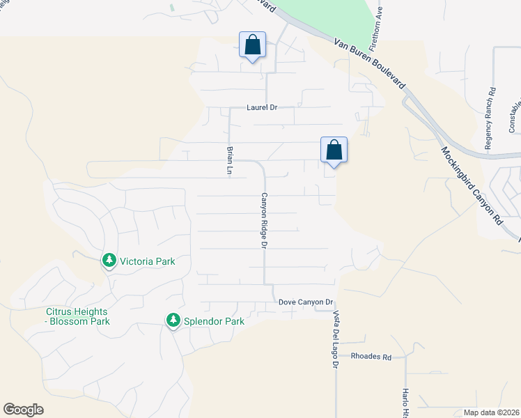 map of restaurants, bars, coffee shops, grocery stores, and more near 14202 Meadowlands Drive in Riverside