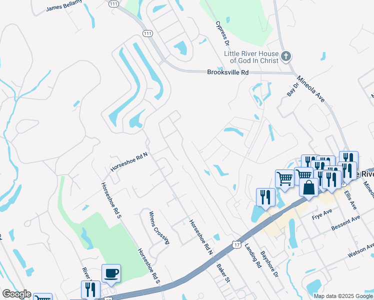 map of restaurants, bars, coffee shops, grocery stores, and more near 4141 Hibiscus Drive in Little River