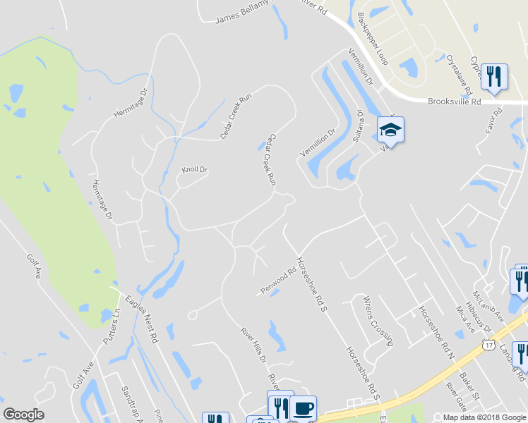 map of restaurants, bars, coffee shops, grocery stores, and more near 3765 Cedar Creek Run in Little River