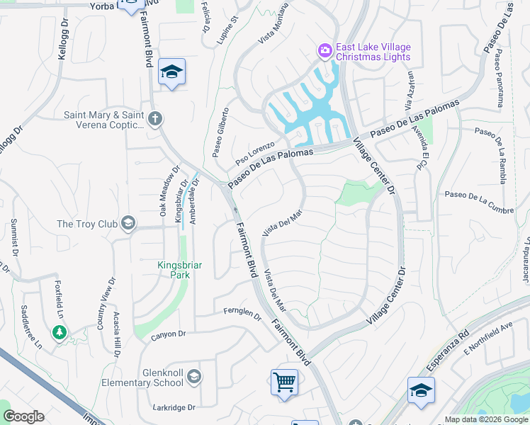 map of restaurants, bars, coffee shops, grocery stores, and more near 19950 Vía Natalie in Yorba Linda