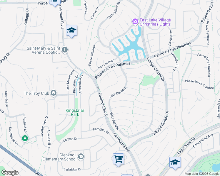 map of restaurants, bars, coffee shops, grocery stores, and more near 19950 Vía Natalie in Yorba Linda
