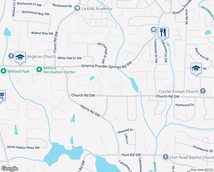 map of restaurants, bars, coffee shops, grocery stores, and more near 315 Renae Lane in Marietta