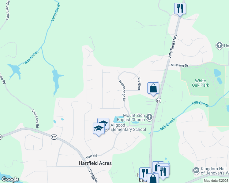 map of restaurants, bars, coffee shops, grocery stores, and more near 65 Canterbury Drive in Dallas