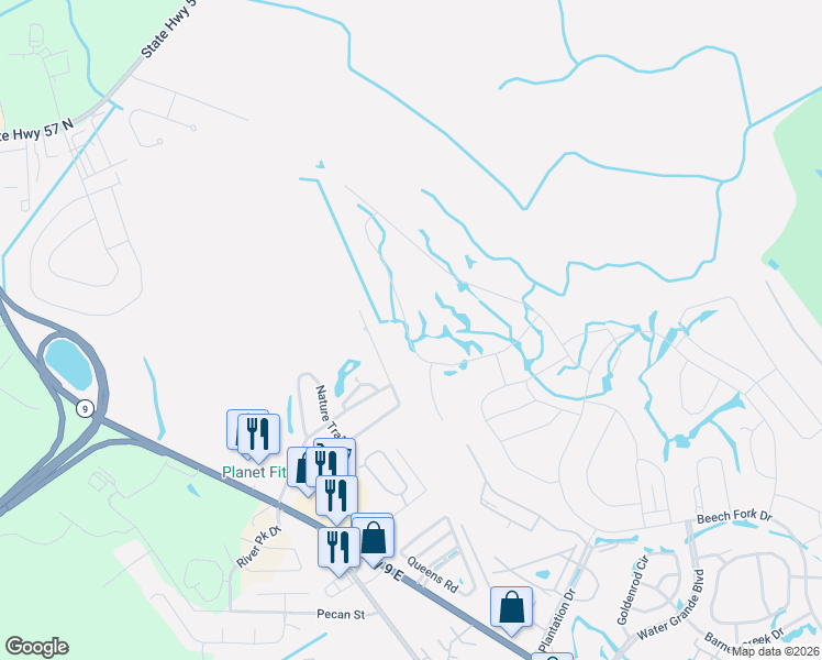 map of restaurants, bars, coffee shops, grocery stores, and more near 482 Nature Trail in Little River