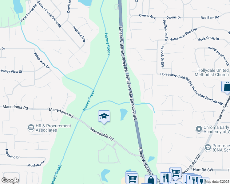 map of restaurants, bars, coffee shops, grocery stores, and more near 6152 Ernest W Barrett Parkway Southwest in Marietta