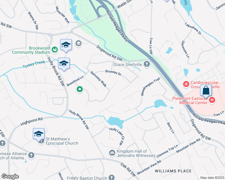map of restaurants, bars, coffee shops, grocery stores, and more near 2552 Berwick Walk in Snellville