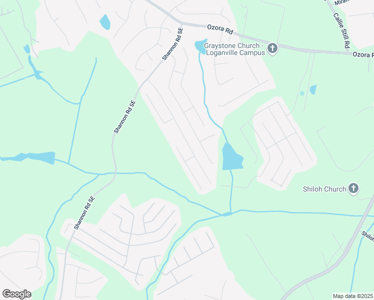 map of restaurants, bars, coffee shops, grocery stores, and more near 1571 Long Acre Drive in Loganville