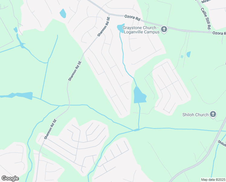map of restaurants, bars, coffee shops, grocery stores, and more near 1571 Long Acre Drive in Loganville